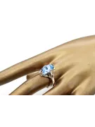 14k żółte złoto Akwamaryn Pierścionek Vintage Biżuteria vrc082y